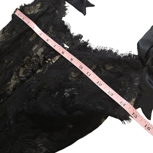 Vintage Victoria’s Secret Gold Label Black Lace Satin Bow Teddy - Picture 6 of 7